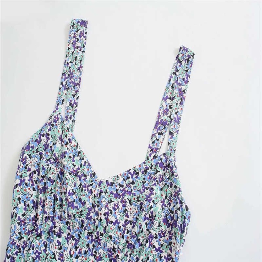 ZARA FLORAL MULTICOLOR DITSY PRINT MIDI DRESS